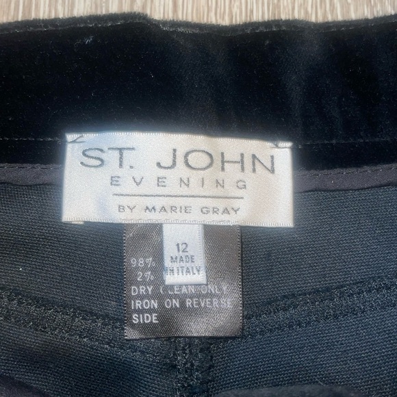St. John Evening High Rise Black Velvet Pants straight Leg trouser 12 - Picture 2 of 9